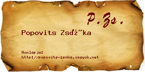Popovits Zsóka névjegykártya